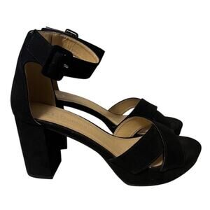 CL. by Laundry Black Sueded Platform Block Heel Size 9 M